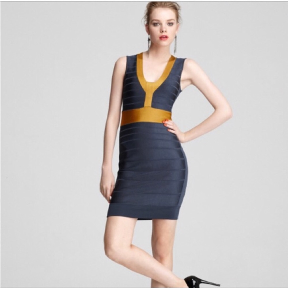French Connection navy and gold dress size 0 BNWT